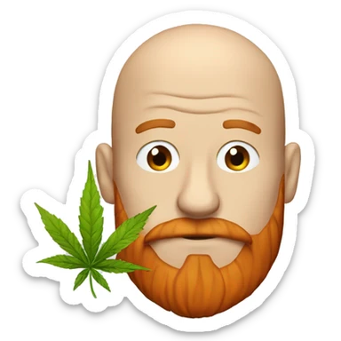 Emoji weed smoker with bald head and red beard sticker