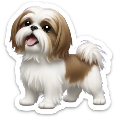 brown and White shih tzu dancing sticker