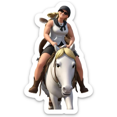 girl riding horse in style sticker