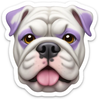 White and lilac English bulldog  sticker