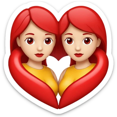 Dos personas en medio de un corazón partido en dos sticker