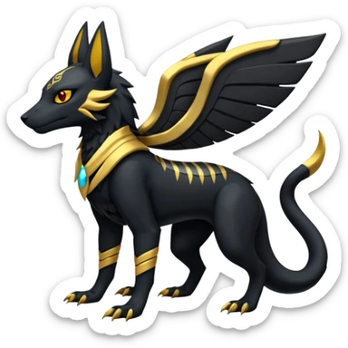 Salandit-Umbreon-Anubis-Fakémon-hybrid-creature (full body)  sticker