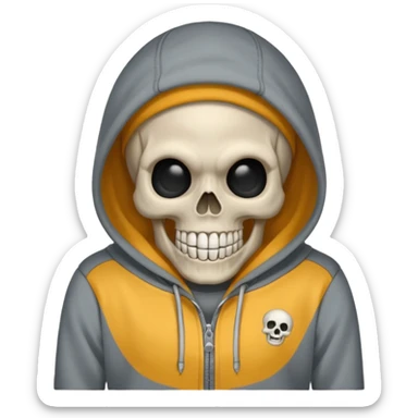 Laughing empty skull with no eye balls in a hoodie sticker
