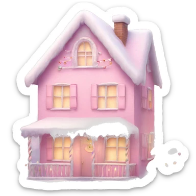 pink pastel house with design Christmas cute sticker