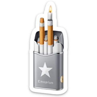 7 stars grey shining cigaret pack with a few little cigaret inside sticker