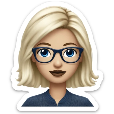 Hyper Realistic beautiful dior model with dark blue eyes glasses and stylish hair  sticker