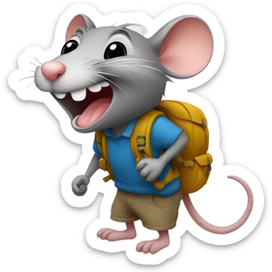 A rat that is laughing and hiking  sticker
