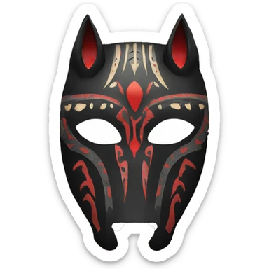 Black mask of a horse with red and vertical eyes in a tribal style sticker
