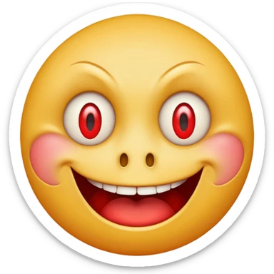 Insane smiley face who’s greedy and has red tired eyes evil  sticker