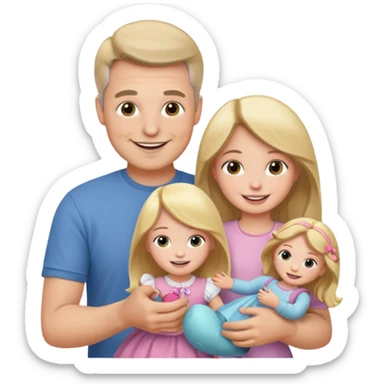 father and daughter playing with dolls sticker