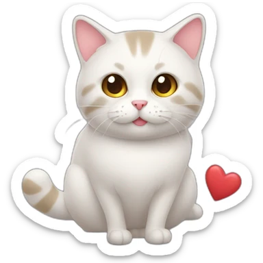 un chat qui tient un gros coeur sticker