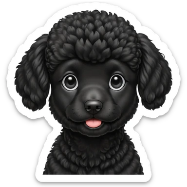 A high-resolution digital illustration of a black poodle in a clean, semi-realistic style. The poodle is shown facing sideways head tilted  sticker