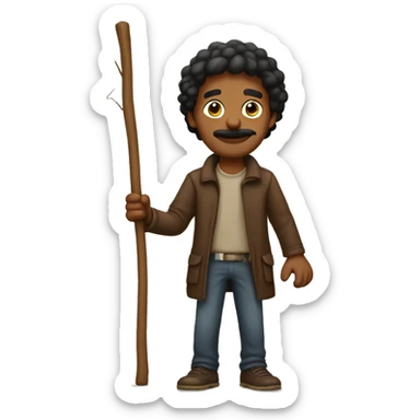 Brown man with a very long stick in his hand sticker