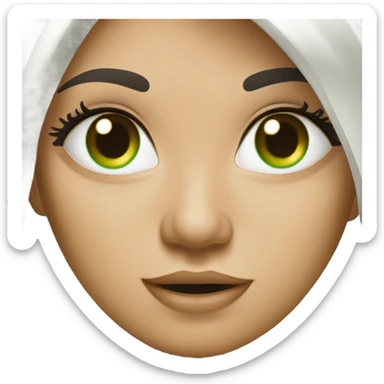 Woman with green eyes and long long dark brown super straight straight hair blowing a kiss sticker