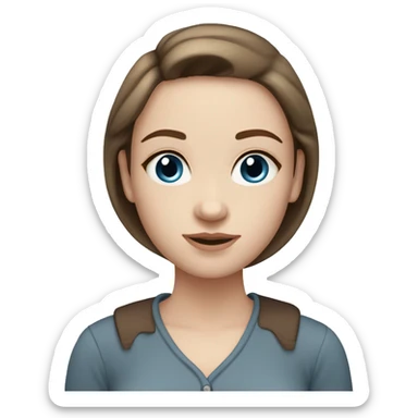 the pretty girl with pale skin, grey-blue eyes, cold brown straight hair, and round silver earrings  sticker