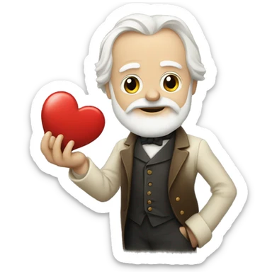 Victor Hugo holds a heart in his hand sticker