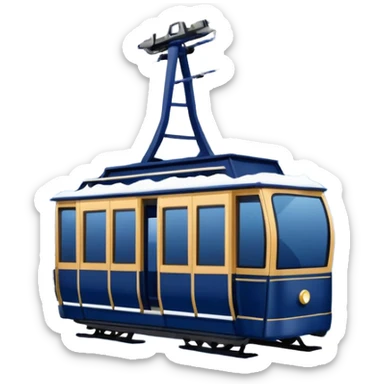 create a cablecar emoji in winter. make it navy dark blue. no yellow. and add the words in white: Lenk  sticker