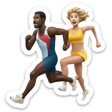 realestic Sportsman and woman run  sticker