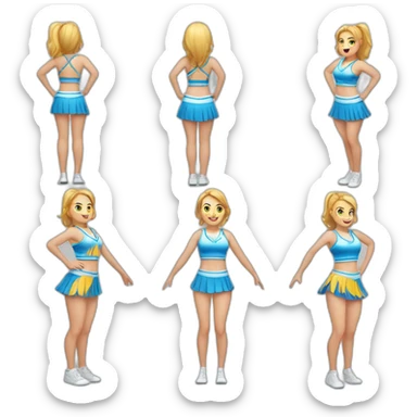 Full body Caucasian curvy cheerleader back and front views sticker