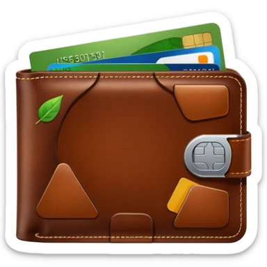 portefeuille marron avec quelques billets et carte bancaire sticker