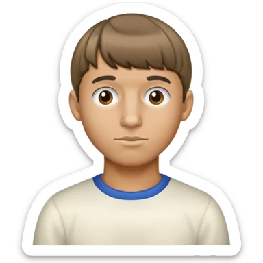 a tan guy with a bowl cut and a big nose  sticker