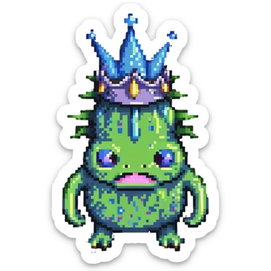slime monster wearing a spiky crown sticker