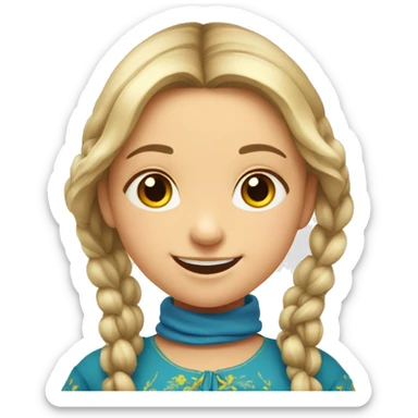 young ukrainian girl with happy playful face sticker