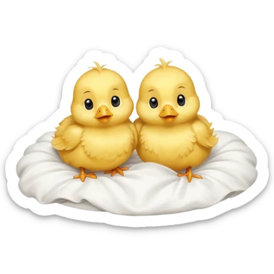 Two baby chicks laying on their back in bed sticker