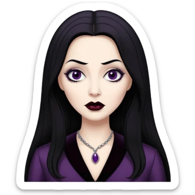 morticia addams disheveled hair sticker