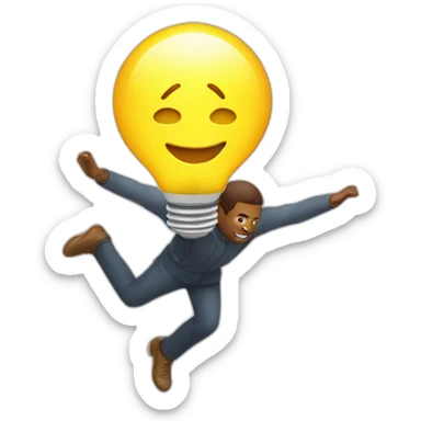 man flying with light bulb sticker