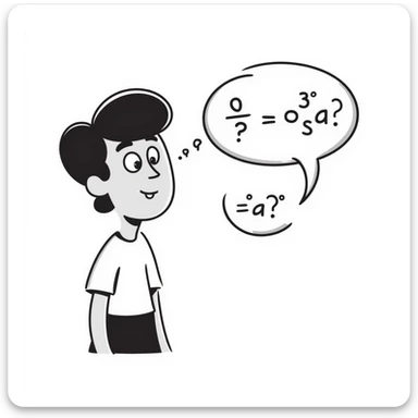 a person staring at a math equation, looking baffled and making a silly face, playful doodle style sticker