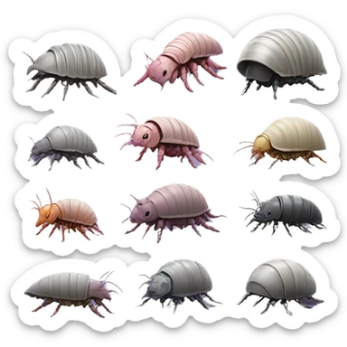 Lavender gray Pig armadillo centipede isopod lobster insect darth Vader face sticker
