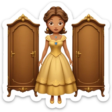 A middle-aged lady character from the fairy tale Beauty and the Beast — she was turned into a wardrobe and is around 40 years old. Based on the wardrobe’s original form, she has an anthropomorphic face. sticker