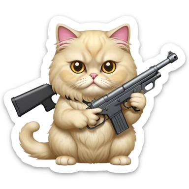 CAT persian with gun sticker