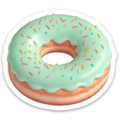 donut with pastel green cream glaze, soft highlights, simple and cute, no text sticker