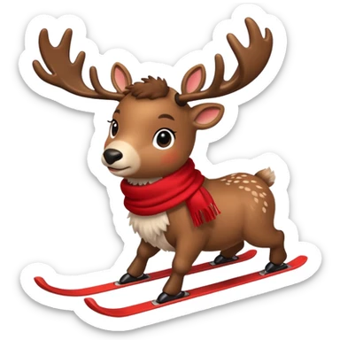 baby reindeer skiing sticker