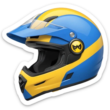 emoji capacete de moto azul (use a cor no HEX/HTML #1440FF) e com detalhes amarelo (use a cor no HEX/HTML #FFA814), com maior predominância no azul  sticker
