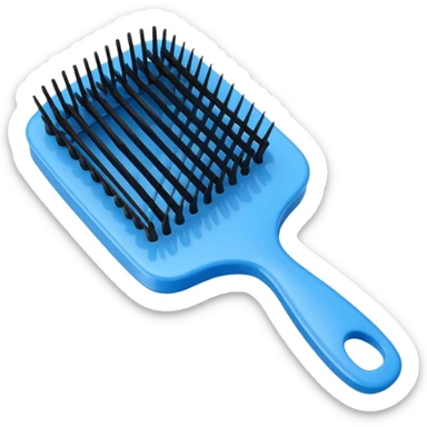 blue Rectangle hairbrush with bristles sticker