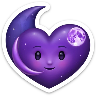 dark purple heart with a purple Moon sticker