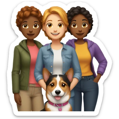 lesbian family with corgi dog sticker