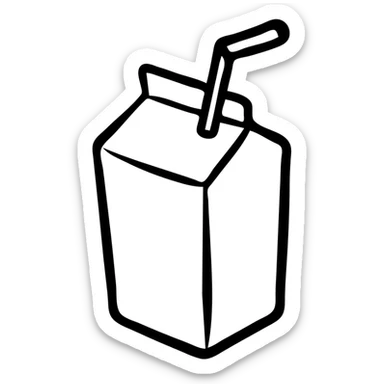 Yellow juice box with straw, children's juice drink sticker