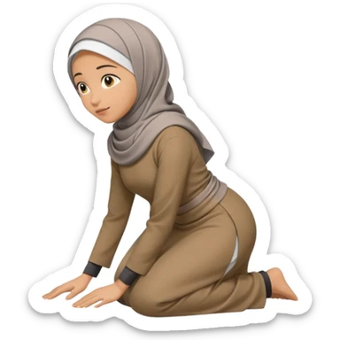 Islamic Woman Kneeling prostrated side view sticker