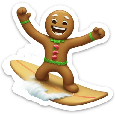 Gingerbread man surfing  sticker