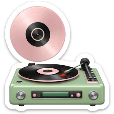 Vintage pale pink and sage vinyl player sticker