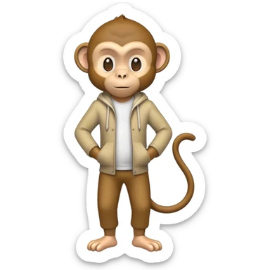 monkey wearing casual clothes upright pose sticker