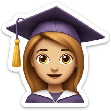 NIÑA PELO MARRON LARGO, CON ANTEOJOS Y GORRO DE GRADUACION  sticker