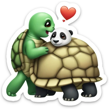 turtle and panda in love sticker