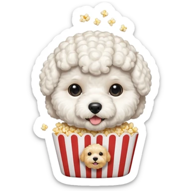 white bichon frise face with popcorn hair sticker