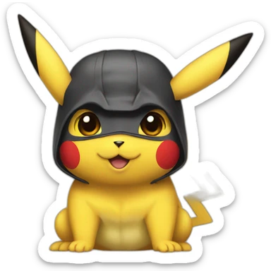 Pikachu with a Batman mask on head sticker