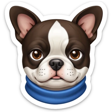 Boston terrier with one brown eye and one blue eye and a coat of brown black and white sticker